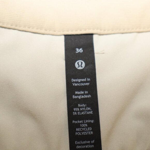 Lululemon Mens Commission Classic Tapered Golf Pants Ventilated Tan Size 36 - Picture 4 of 12